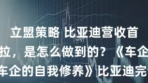 立盟策略 比亚迪营收首次超越特斯拉，是怎么做到的？《车企的自我修养》比亚迪完全掌握了！